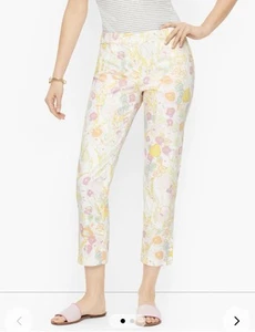 Pantaloni donna Talbots perfetti crop floreali bianco rosa taglia 10 Capris - Foto 1 di 9