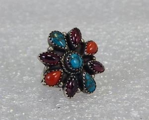 Navajo Native American sterling silver stone size 8 ring signed Bahe 8g - Picture 1 of 4