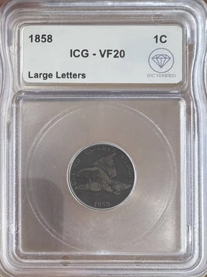 1858 Small Cents Flying Eagle ICG VF-20 Large Letters IDC Verified - Image 1 of 2