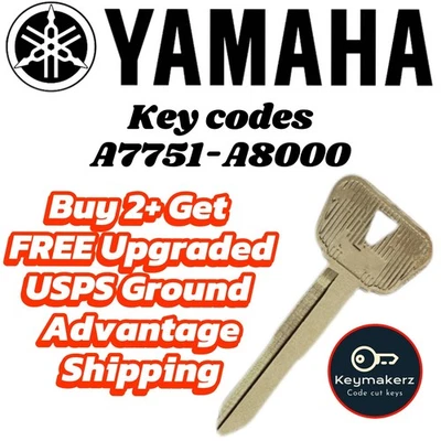 Yamaha Motorcycle Keys Cut to Key Code A7751-A8000 Spare Replacement Keys Made - Image 1 of 2