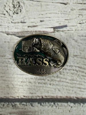 De colección Bass Anglers Sportsman Society 1986 Edición Limitada Miembro Hebilla de Cinturón de Latón Foto 1 de 4