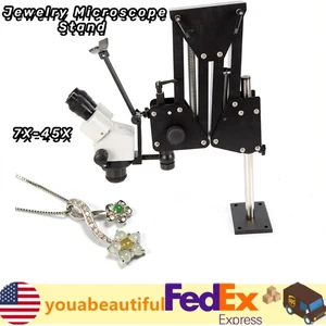 7x-45x Zoom Micro Inlaid Mirror Multi-directional Microscope+ Stand Jewelry Tool - Photo 1/19