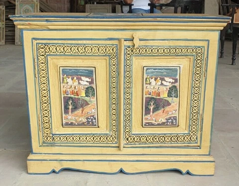 Vintage Wall Cabinet Hand Painted  Farmhouse Hanging Cupboard Cover