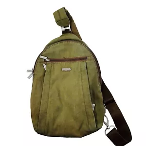 Baggallini Double Zip Sling Olive Green Nylon Backpack Bag - Picture 1 of 18