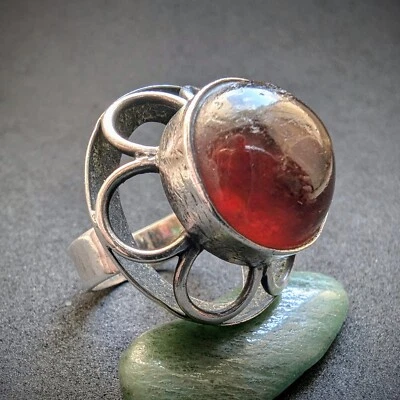 Vintage Designer Ring min 800 Silber Bernstein alt RG 50 - Bild 1 von 4