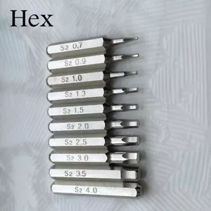 HEX 4mm Screwdriver Micro Bits Set H0.7 0.9 1.0 1.3 1.5 2.0 2.5 3.0 3.5 4.0 - Picture 1 of 11