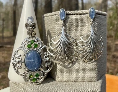 Conjunto de brincos Carolyn Pollack prata esterlina realçador de cianita - Imagem 1 de 4