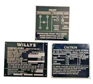 Fit For Jeeps Willys Ford CJ2A CJ3A CJ3 Aluminum Black Dash Data Plate Set Of 3 - Picture 1 of 3