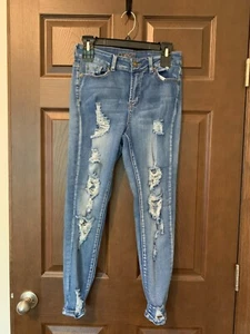 Rue21 High Rise Ankle Jegging Size 8 Womens Distress Blue Denim Stretch 27x25 - Picture 1 of 5