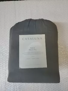 New Casaluna Dark Grey 100% Linen Full Sheet Set 4pc - Picture 1 of 4