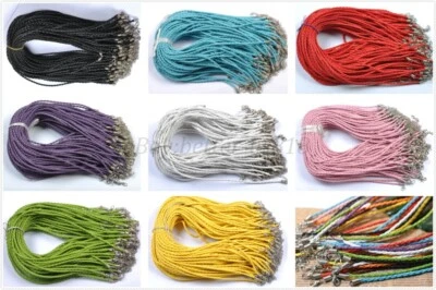 Collar trenzado ajustable de cuero real dijes hallazgos cuerda cordón 480 mm Foto 1 de 4