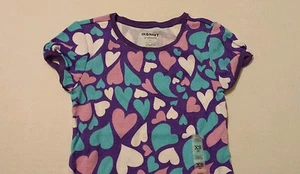 Old Navy Mädchen Shirt Gr. XS 5 Lila Herzen Print Kinder Neu - Bild 1 von 2