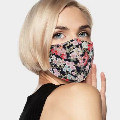 Multi-Color Cherry Blossoms Cloisonné Print Washable Reusable Mouth Cover Mask  - Image 1 of 2