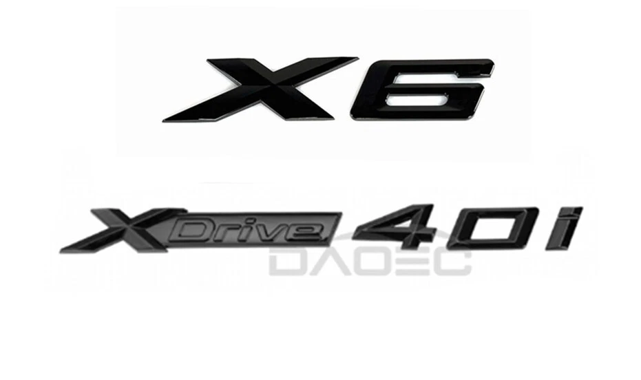 Gloss/Black For bmw X6 Series Emblem X6+XDrive40i Number Letter Rear Trunk Badge - Изображение 1 из 4