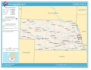 Nebraska State Referenz laminierte Wandkarte - Bild 1 von 1