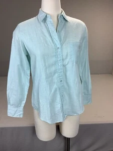 Favorites Button Up Long Sleeve Shirt Pocket Light Blue Rainbow Stripe - Picture 1 of 12