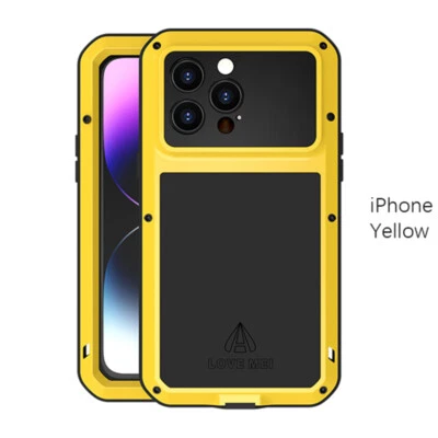 LOVE MEI Water Resistant Metal Gorilla Glass Case for iPhone 13 14 Pro Max Plus - Image 1 of 4