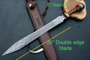 Espada Gladius romana, espada de acero Damasco hecha a mano con mango de palo de rosa, - Imagen 1 de 5