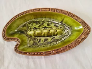 CENICERO ARTESANAL TESORO DISEÑO HOJA VERDE VINTAGE HECHO EN MAUI HAWAII MEDIADOS DE SIGLO - Imagen 1 de 9