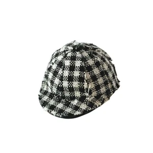 Black & White Check Cap Headwear Dolls House Miniature 1:12th Scale (MC)