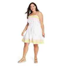 Lisa Marie Fernandez Women's Plus 3x White Pink Yellow Ric RAC Dress