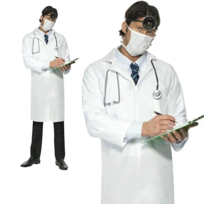 Doctor Lab Coat Medical Scientist Fancy Dress Adults Costume Outfit New - Image 1 of 2
