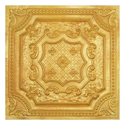 PAINTSDECOR Ceiling tile Faux tin artistic bar decor wall panel 10tile/lot PL04 Golden