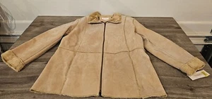 Chaqueta boho forrada de cuero/serpa tostado de Murano para mujer talla XL Pit 24", longitud 30" - Imagen 1 de 12