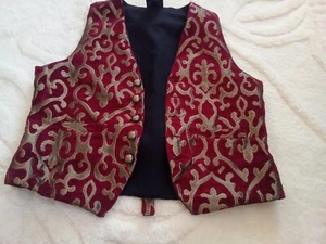 Mens red and gold Raven waistcoat - Picture 1 of 8