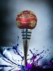 Tapón de botella de vino decorativo bola dorada roja con tapón de metal - Imagen 1 de 13