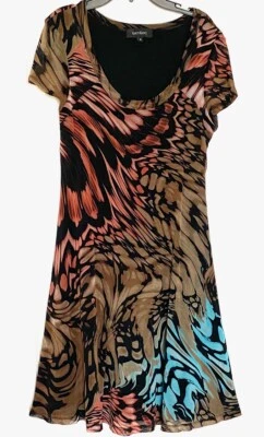KAREN KANE Swirl Tie Dye Abstract Art Print Double Mesh Knit Nylon Dress XL = 16 - Image 1 of 4