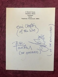 The Who Keith Moon Eric Clapton autografi autentici acquisiti sul set film Tommy - Foto 1 di 9