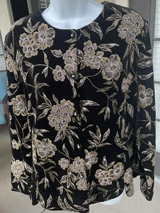 Ronni Nicole II by Ouida Vintage Black & Gold Jacket Blazer Size XL (fällt klein aus) - Bild 1 von 10