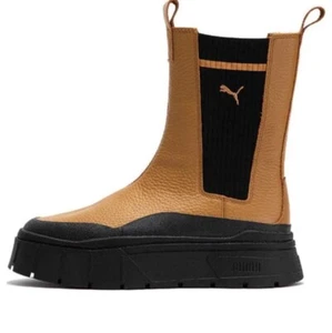 Puma Mayze Stack Round Toe Chelsea modische hohe Damenstiefel Freizeit braun - Bild 1 von 10