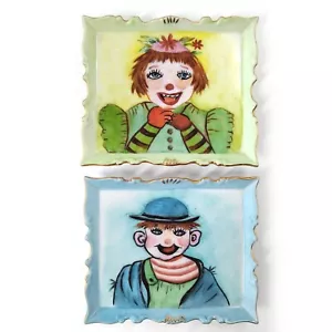2 Happy Creepy Clown Niños Niño Pintado a Mano Colorido Baratija Joyería Plato ÚNICO EN SU CLASE - Imagen 1 de 10