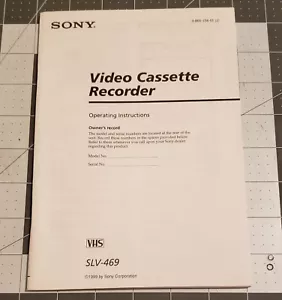 Sony Video Cassette Recorder VHS Owners Manual SLV-469 Instructions - Picture 1 of 3