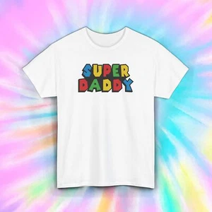 Super Daddy Shirt S-5XL Fun Dad Gift Colorful Letters Superhero Dad Tee - Picture 1 of 10