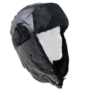 McGuire Gear Trooper Cap, Kunstleder und schwarzes Fellfutter, Ohrenklappen, schwarz - Bild 1 von 1