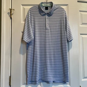 Dunning Golf Polo Kurzarm Shirt Blau Gestreift Kurzarm Cool Max Große L - Bild 1 von 12
