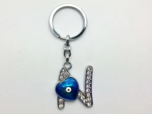 Letter Initial Name Alphabet Crystal N Evil Eye Mati Key Ring Chain Lucky Heart - Picture 1 of 1