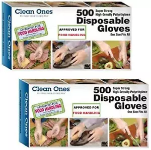 Clean Ones 1000-Count Disposable Food-Safe Poly Gloves, One Size - Picture 1 of 2