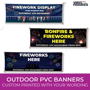 Personalised Waterproof Outdoor Bonfire/ Firework Display Advertising Banners - Picture 1 of 4