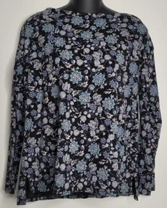 J Jill Top Women's Size S Blue Floral Luxe Supima Boat-Neck Tee Shirt - Picture 1 of 6
