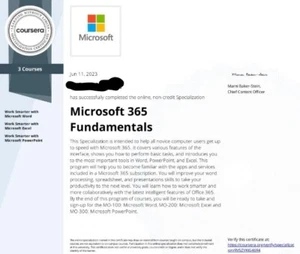 Aide Complète Microsoft 365 Fundamentals Spécialisation Coursera - Photo 1 sur 1