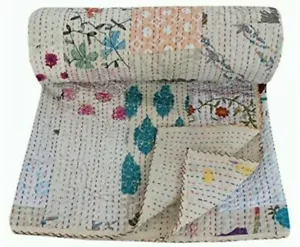 Vintage Kantha Khambadiya Quilt Handmade Blanket Bedspread Throw King kantha - Picture 1 of 6