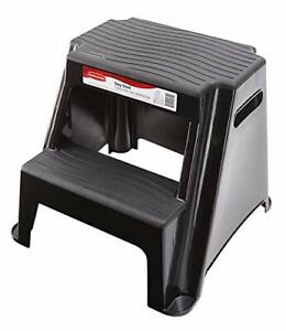 Rubbermaid RM-P2 2-Step Molded Plastic Stool with Non-Slip Step Treads,
