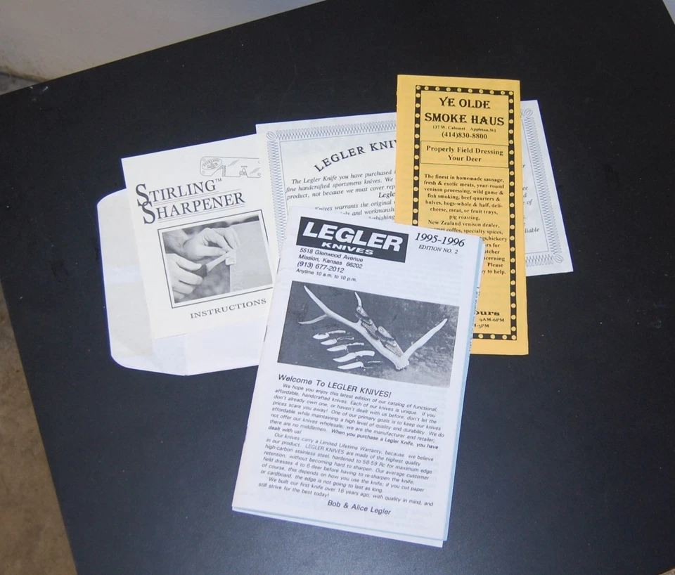 1995 Legler ножи каталог, гарантия сертификат + другие документы - Изображение 1 из 1