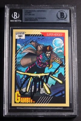 JIM LEE Signed 1991 IMPEL Marvel Universe II GAMBIT Card RC Beckett Authentic - Image 1 of 2