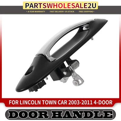 Maçaneta externa dianteira esquerda LH cromada + preta para Lincoln Town Car 2003-2011 - Imagem 1 de 4