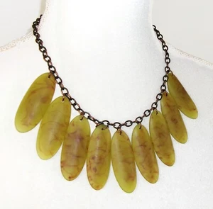 Sobral Retired Green / Brown Marble Beads Chain Artist Made Necklace - Picture 1 of 8